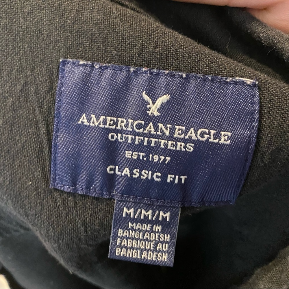 American Eagle Classic Fit Black Button Down Shir… - image 6